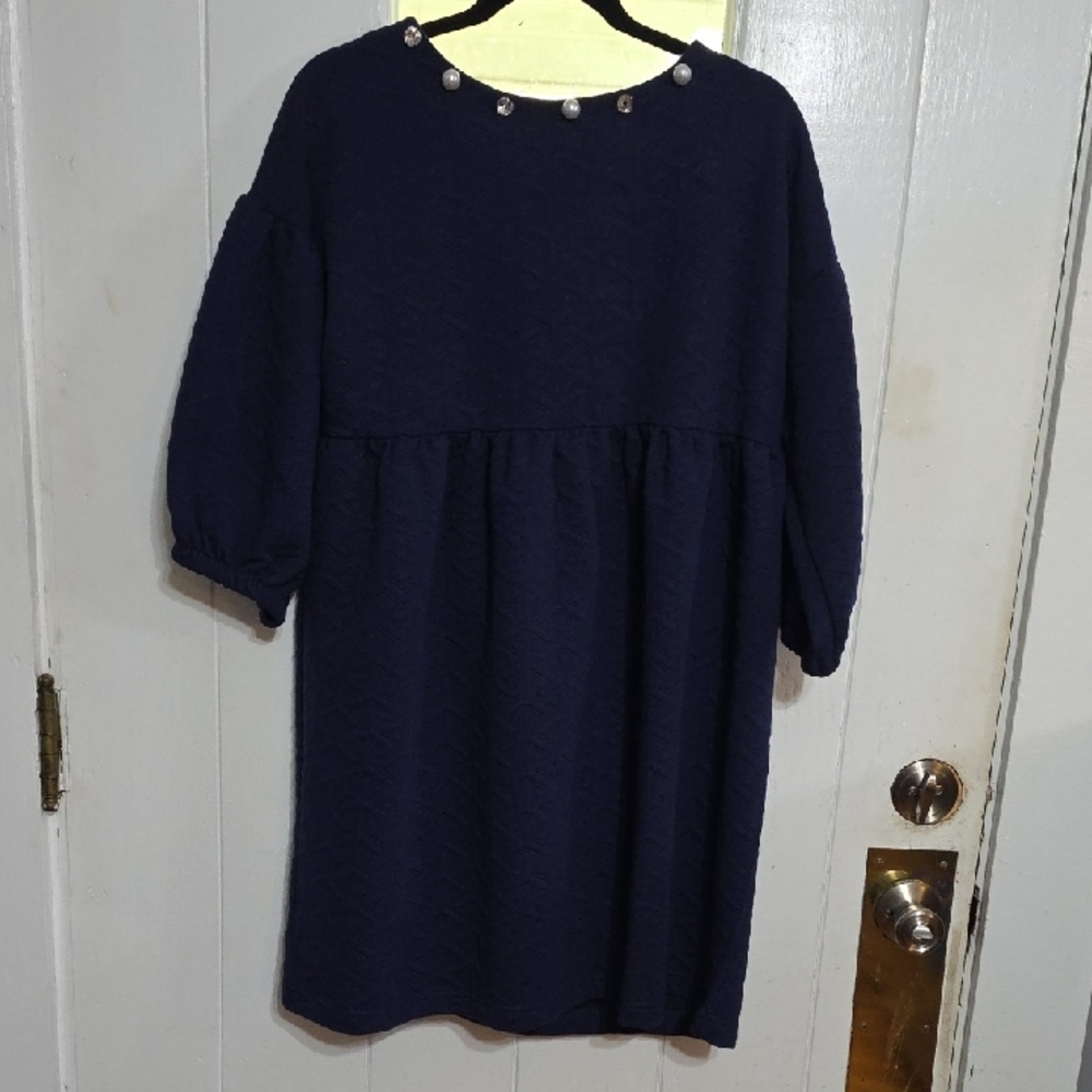 NWT Simply Southern Women's Dress Navy Quilted Jewel Accents Sz S **READ READ**